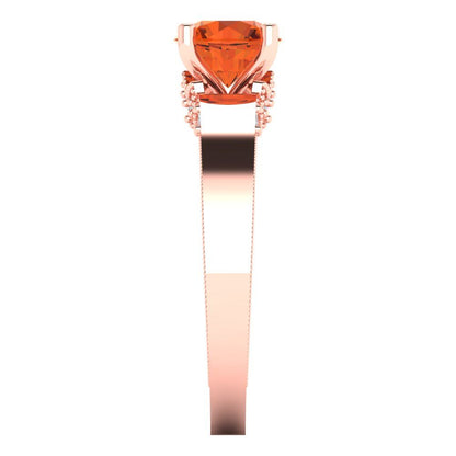 1.06 cttw Zirconia Simulated Red Diamond Solitaire with Zirconia Simulated Diamond Accents Engagement Ring - Solid Gold (VVS1, Round Cut,6.5mm)