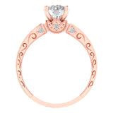 1.06 ct Brilliant Round Cut Natural Diamond Stone Clarity SI1-2 Color G-H Rose Gold Solitaire with Accents Ring