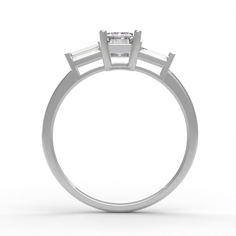 0.8 ct Brilliant Emerald Cut Natural Diamond Stone Clarity VS1-2 Color G-H White Gold Three-Stone Ring