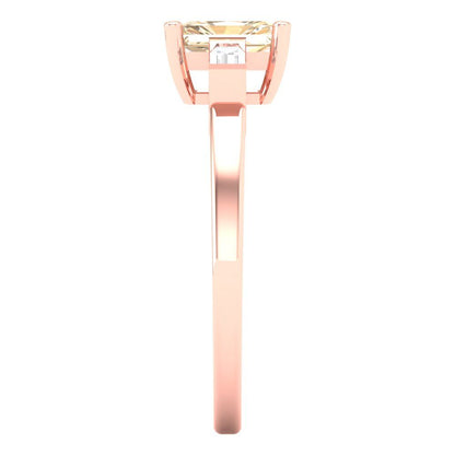 0.8 cttw Natural Morganite Three-Stone Engagement Ring - Solid Gold (Emerald Cut,6x4mm)