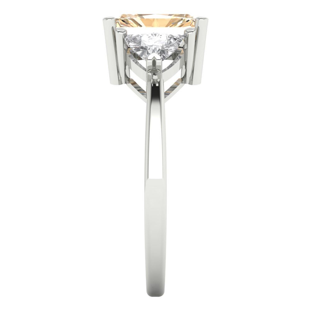 2.82 cttw Natural Morganite Three-Stone Engagement Ring - Solid Gold (Emerald Cut,8x6mm)