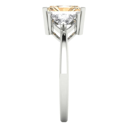 2.82 cttw Natural Morganite Three-Stone Engagement Ring - Solid Gold (Emerald Cut,8x6mm)