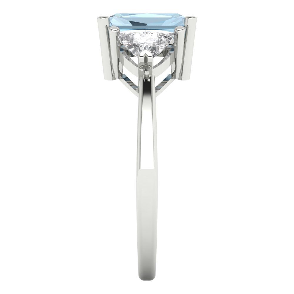 2.82 cttw Natural Sky Blue Topaz Three-Stone Engagement Ring - Solid Gold (Emerald Cut,8x6mm)