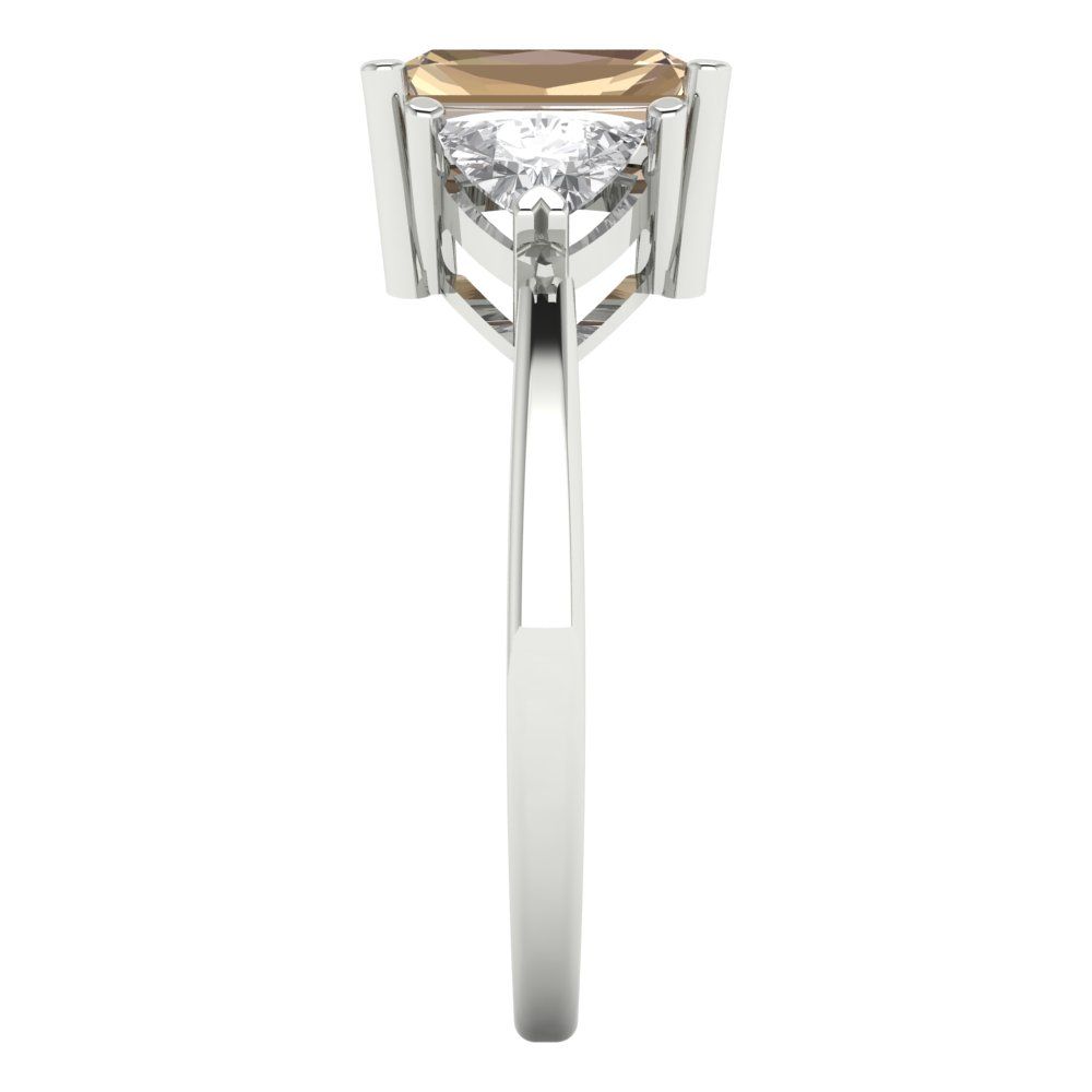 2.82 cttw Yellow Moissanite Three-Stone Engagement Ring - Solid Gold (Emerald Cut,8x6mm)