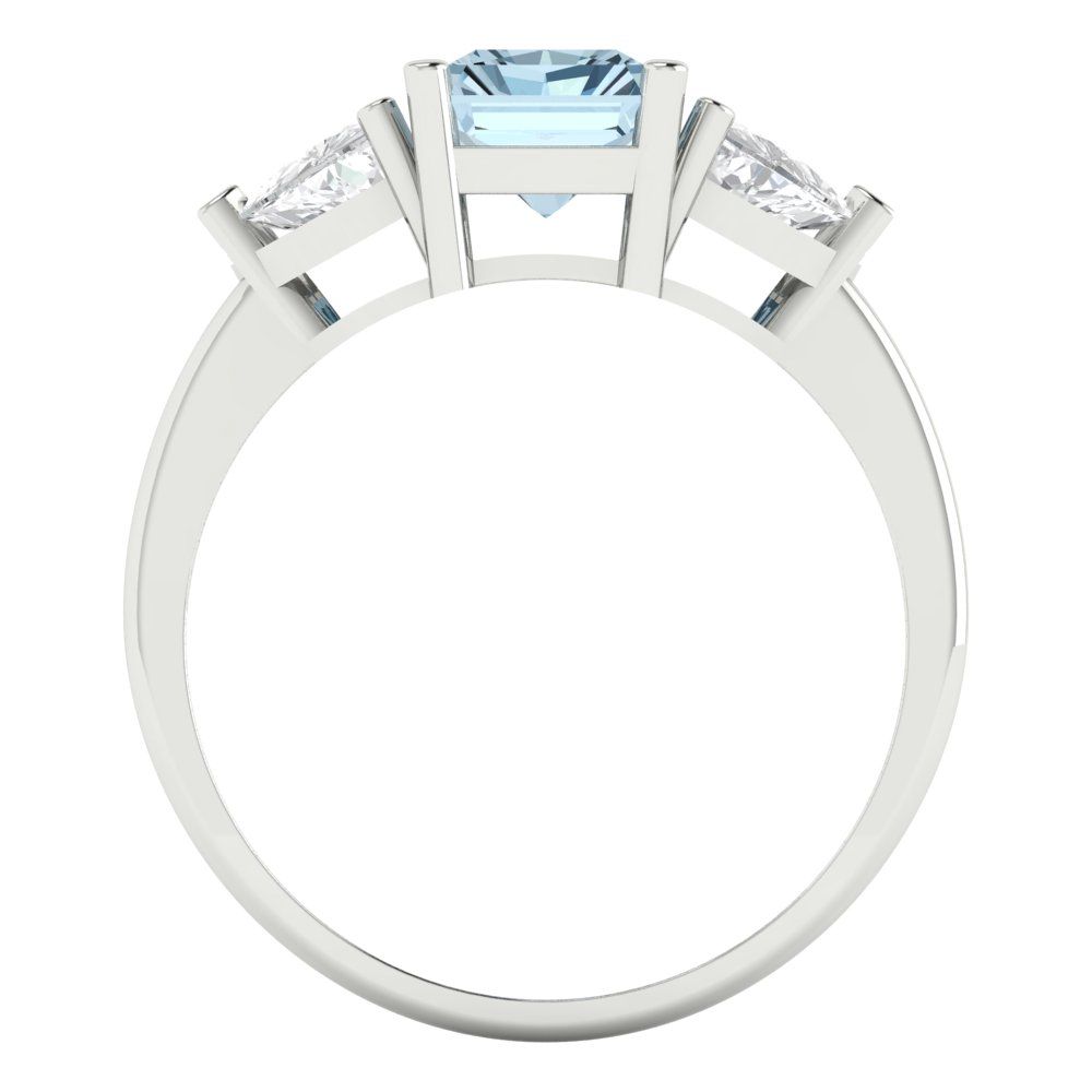 2.82 cttw Natural Sky Blue Topaz Three-Stone Engagement Ring - Solid Gold (Emerald Cut,8x6mm)