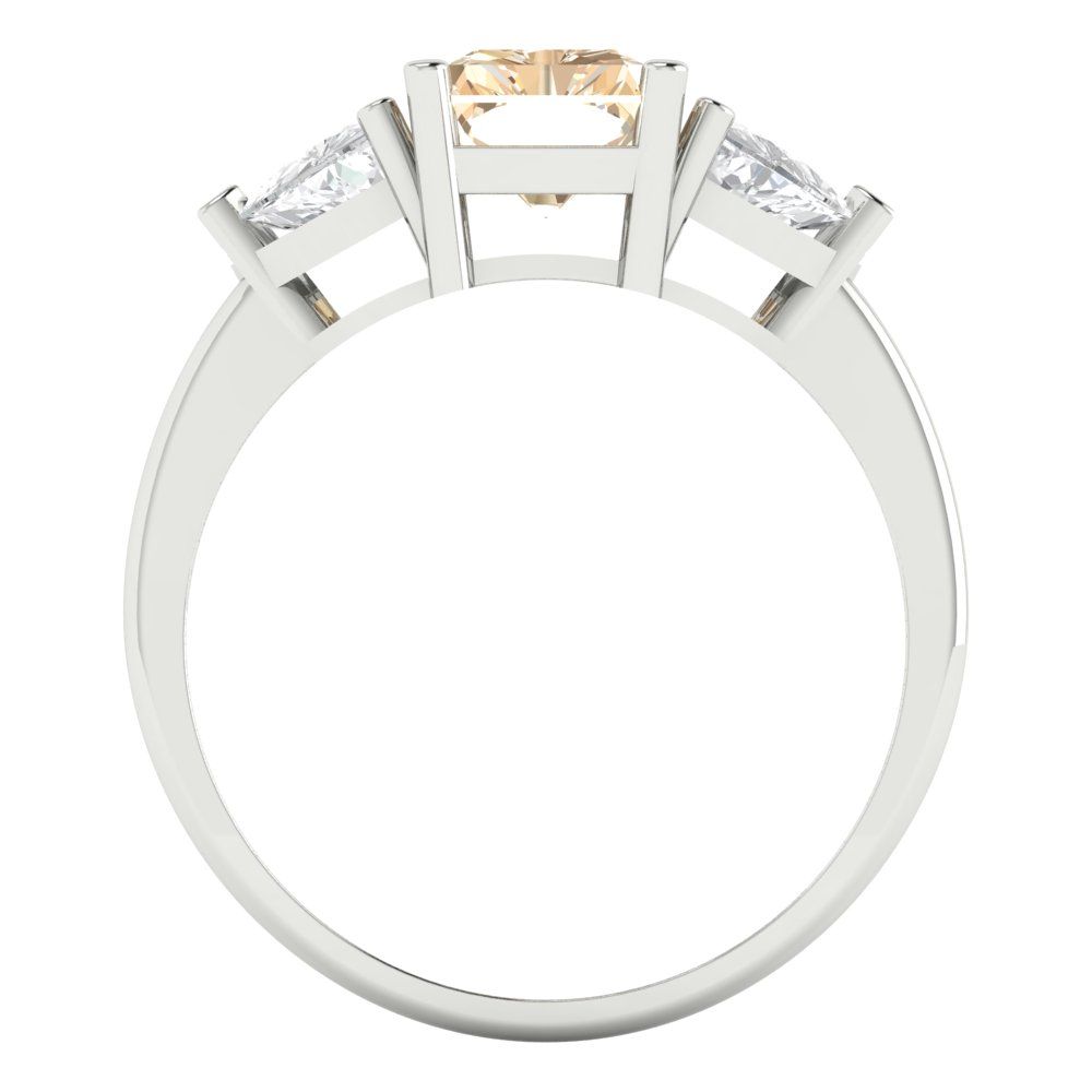 2.82 cttw Natural Morganite Three-Stone Engagement Ring - Solid Gold (Emerald Cut,8x6mm)