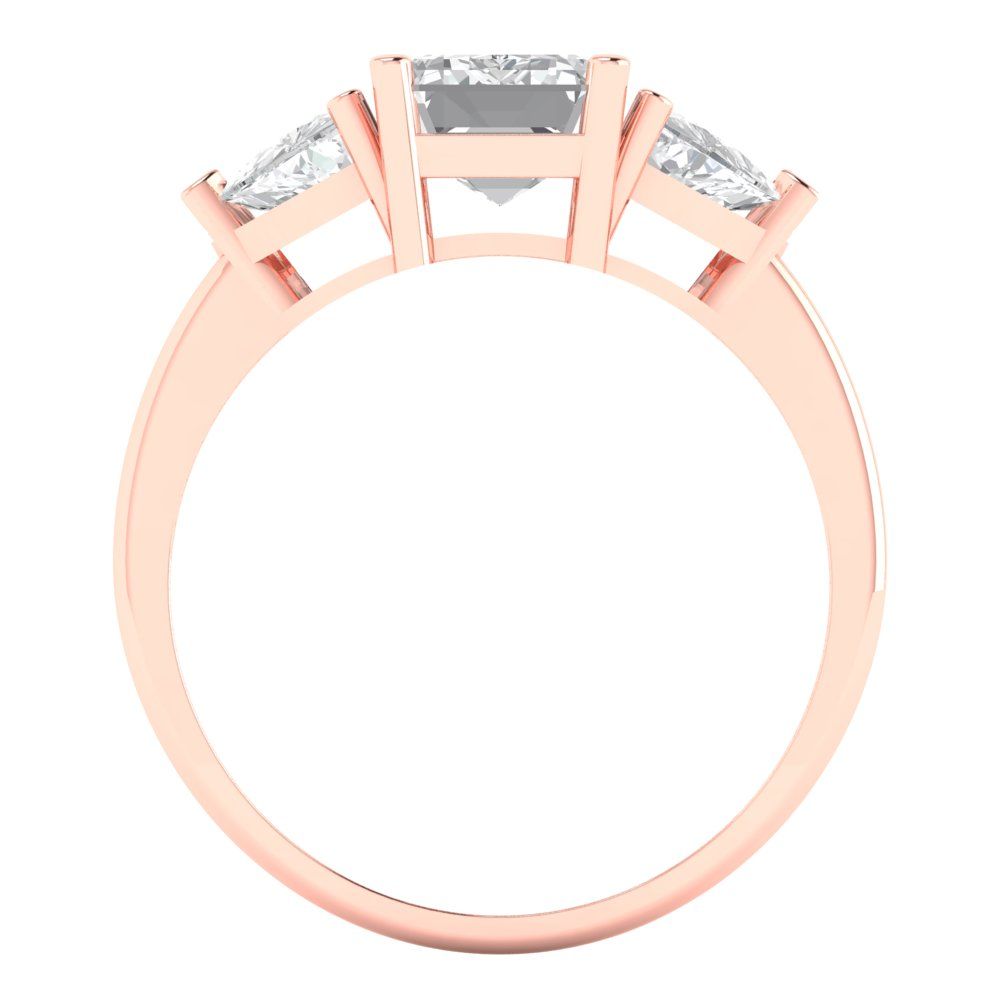 2.82 cttw White Sapphire Three-Stone Engagement Ring - Solid Gold (Emerald Cut,8x6mm)