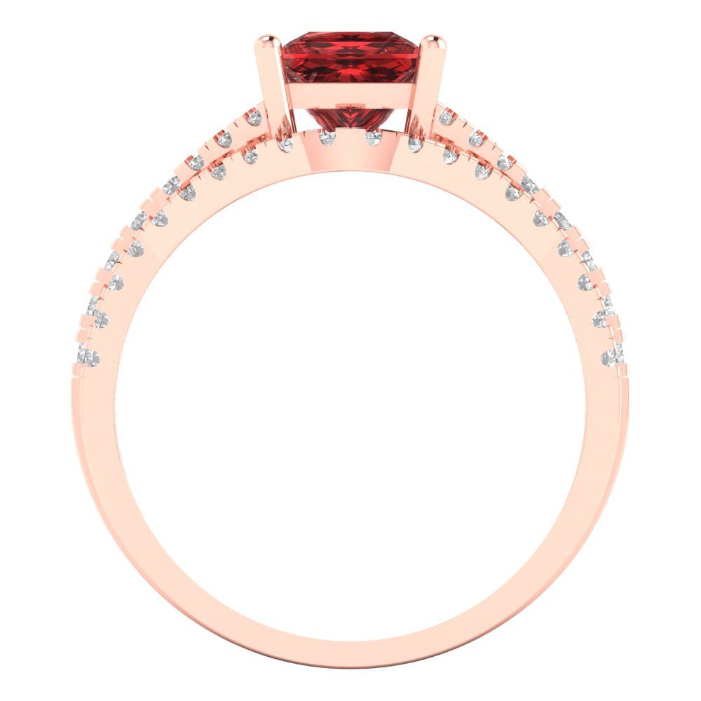 3.4 cttw Princess Cut Natural Garnet Bridal Set - Solid Rose Gold Engagement Ring & Wedding Band