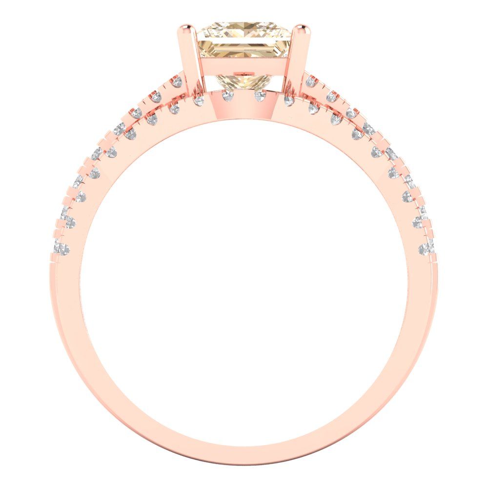 3.4 cttw Princess Cut Natural Morganite Bridal Set - Solid Rose Gold Engagement Ring & Wedding Band
