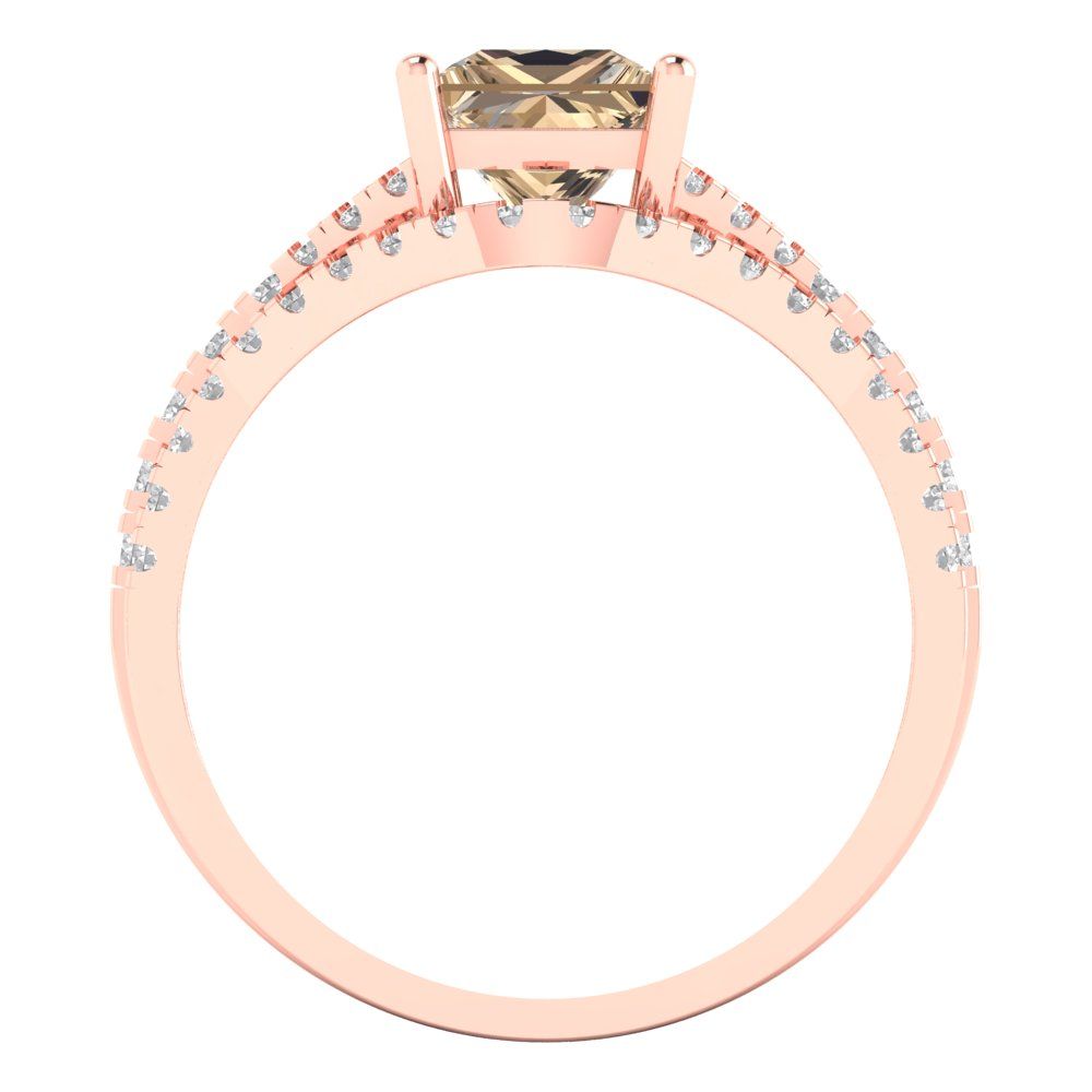 3.4 cttw Princess Cut Yellow Moissanite Bridal Set - Solid Rose Gold Engagement Ring & Wedding Band