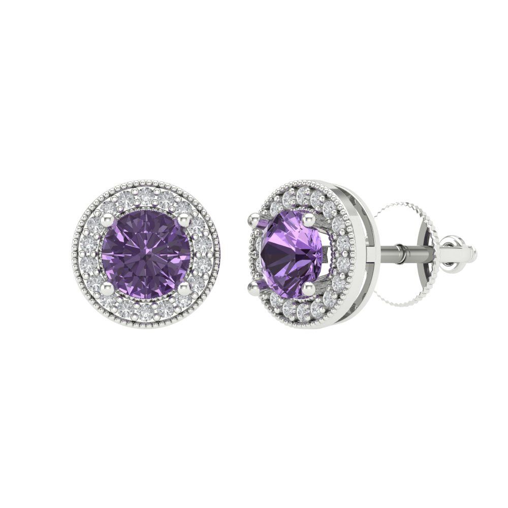 1.18cttw Alexandrite Gold-Plated 925 Silver Screw Back Stud Earrings