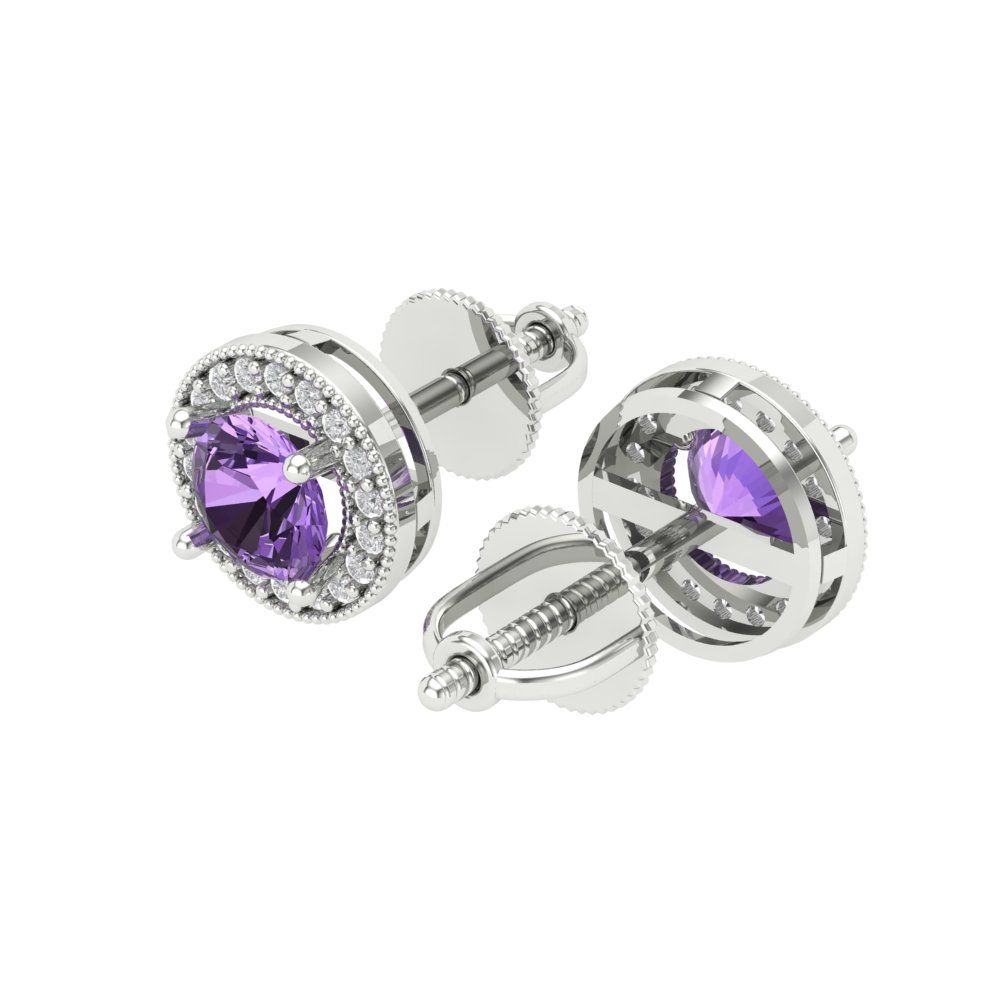 1.18cttw Alexandrite Gold-Plated 925 Silver Screw Back Stud Earrings
