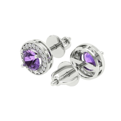 1.18cttw Alexandrite Gold-Plated 925 Silver Screw Back Stud Earrings