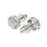 3.54 ct Brilliant Round Cut Halo Studs Natural Diamond Stone Clarity SI1-2 Color G-H White Gold Earrings Screw back