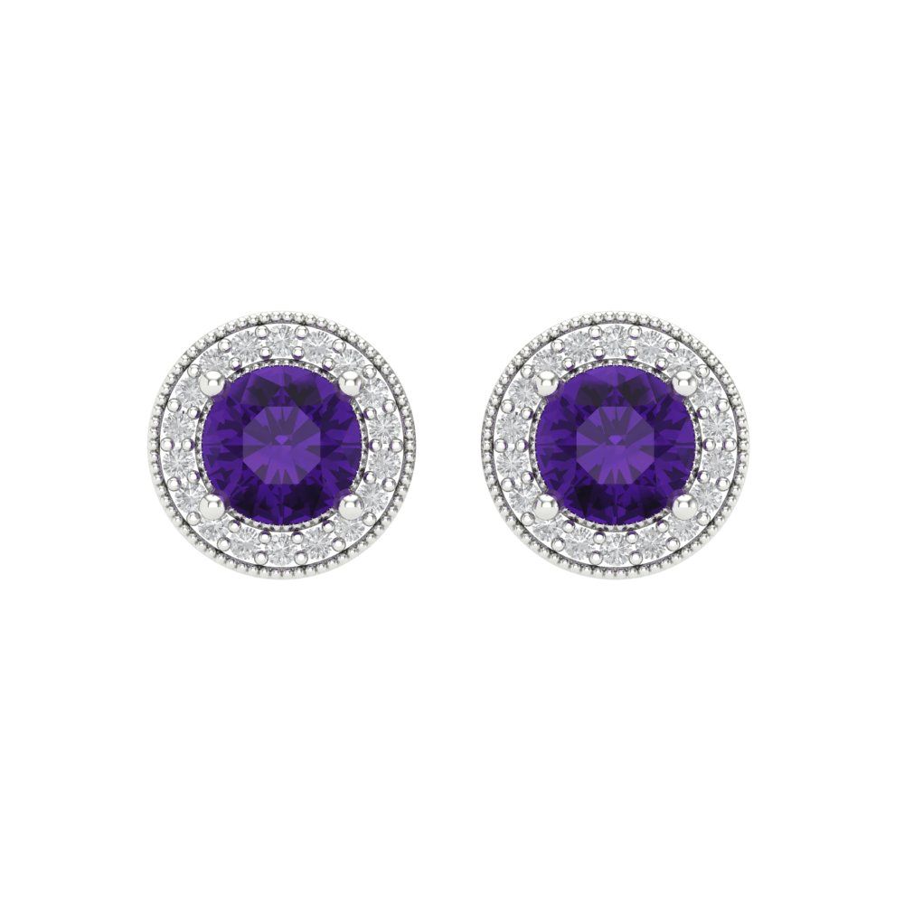1.18cttw Amethyst Gold-Plated 925 Silver Screw Back Stud Earrings