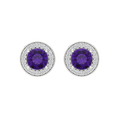 1.18cttw Amethyst Gold-Plated 925 Silver Screw Back Stud Earrings
