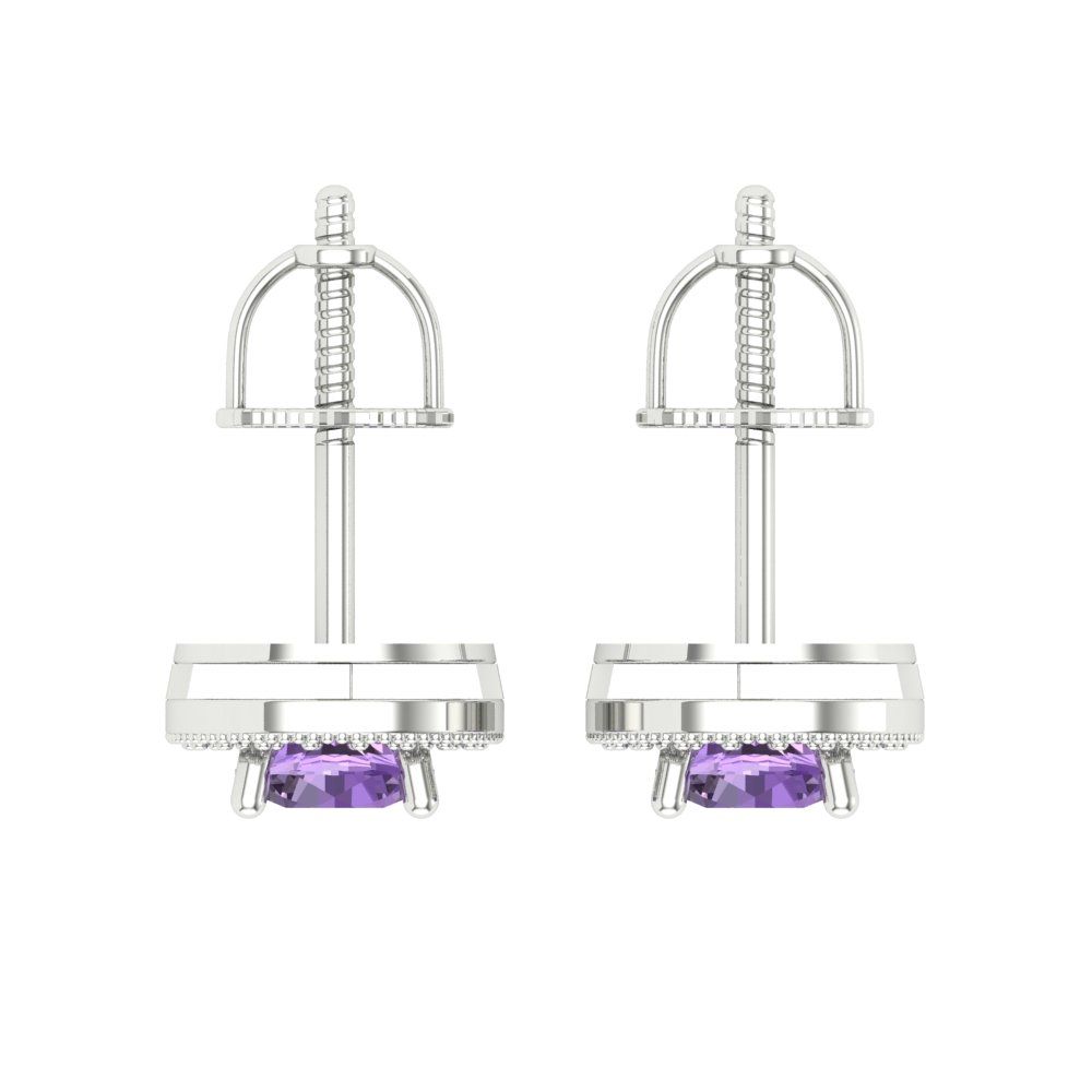 1.18cttw Alexandrite Gold-Plated 925 Silver Screw Back Stud Earrings