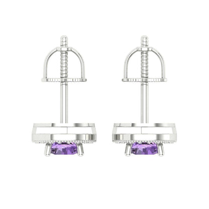 1.18cttw Alexandrite Gold-Plated 925 Silver Screw Back Stud Earrings