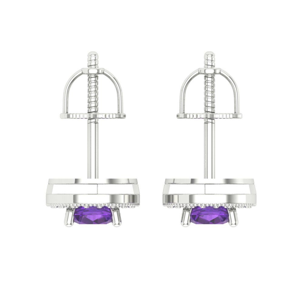 1.18cttw Amethyst Gold-Plated 925 Silver Screw Back Stud Earrings
