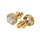 3.54 ct Brilliant Round Cut Halo Studs Natural Diamond Stone Clarity SI1-2 Color G-H Yellow Gold Earrings Screw back