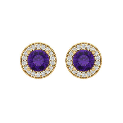 1.18cttw Amethyst Gold-Plated 925 Silver Screw Back Stud Earrings