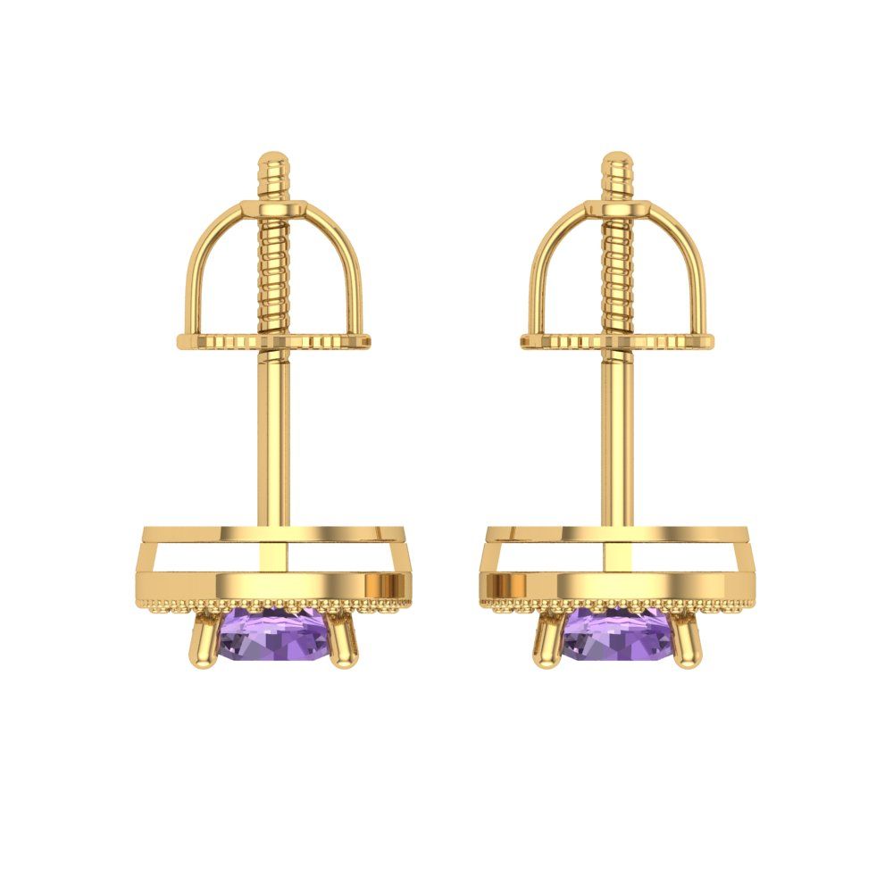1.18cttw Alexandrite Gold-Plated 925 Silver Screw Back Stud Earrings