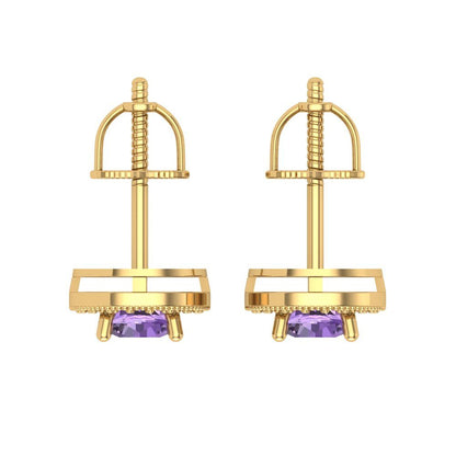 1.18cttw Alexandrite Gold-Plated 925 Silver Screw Back Stud Earrings