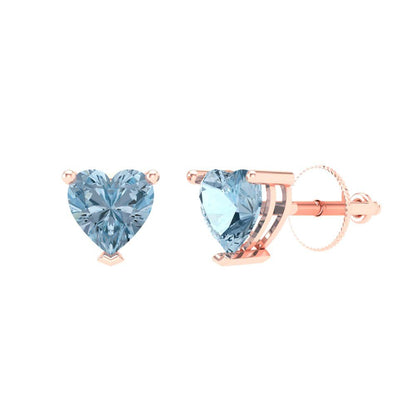 1cttw Aquamarine Gold-Plated 925 Silver Screw Back Stud Earrings