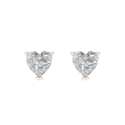 1 ctw Zirconia Diamond Studs Earrings | 5mm Heart Cut White Gold Screw back | April Birthstone