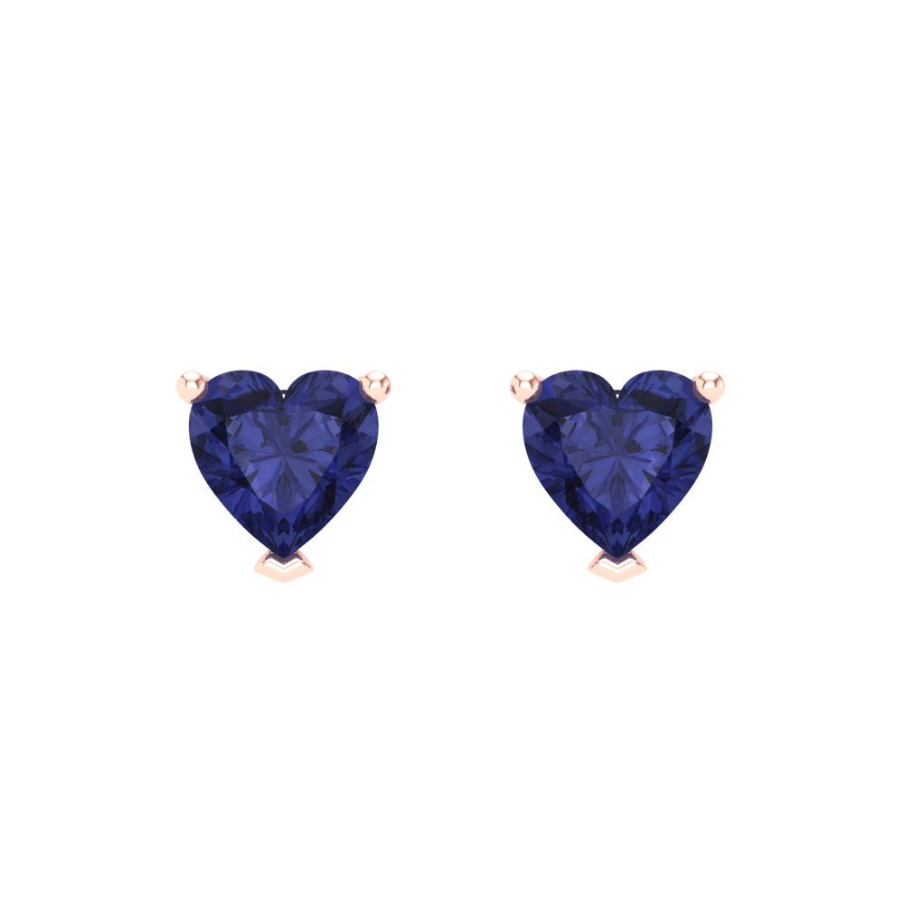 1 ctw Tanzanite Studs Earrings | 5mm Heart Cut White Gold Screw back | December Birthstone