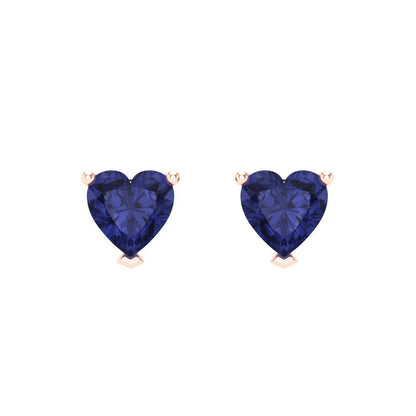 1 ctw Tanzanite Studs Earrings | 5mm Heart Cut White Gold Screw back | December Birthstone