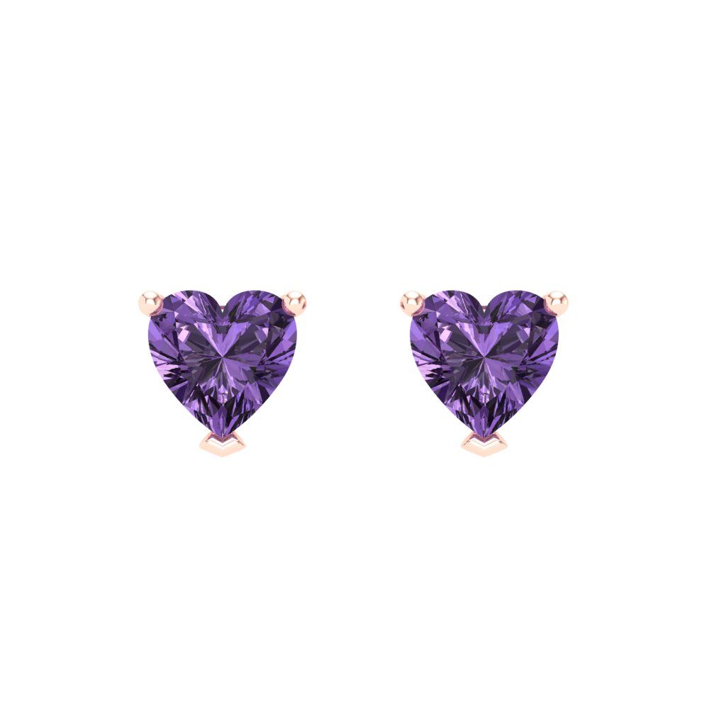 1 ctw Alexandrite Studs Earrings | 5mm Heart Cut White Gold Screw back | June Birthstone