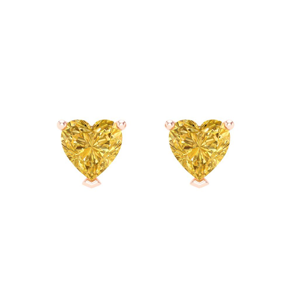 1 ctw Citrine Studs Earrings | 5mm Heart Cut White Gold Screw back | November Birthstone