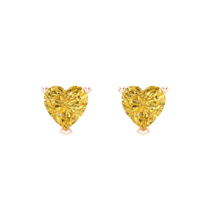 1 ctw Citrine Studs Earrings | 5mm Heart Cut White Gold Screw back | November Birthstone