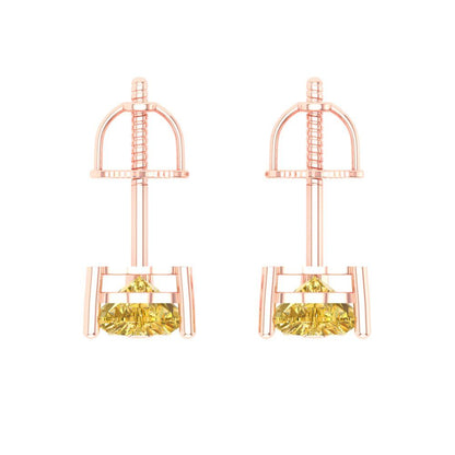 1 ctw Citrine Studs Earrings | 5mm Heart Cut White Gold Screw back | November Birthstone