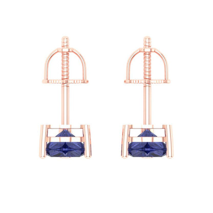 1 ctw Tanzanite Studs Earrings | 5mm Heart Cut White Gold Screw back | December Birthstone