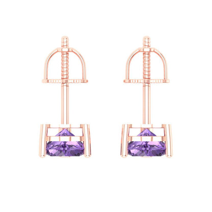 1 ctw Alexandrite Studs Earrings | 5mm Heart Cut White Gold Screw back | June Birthstone