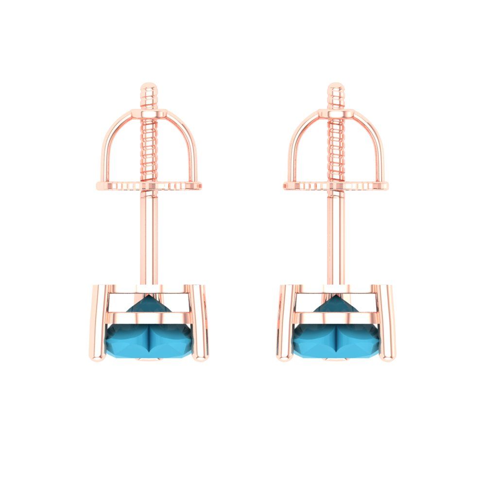 1 ctw Turquoise Studs Earrings | 5mm Heart Cut White Gold Screw back | December Birthstone