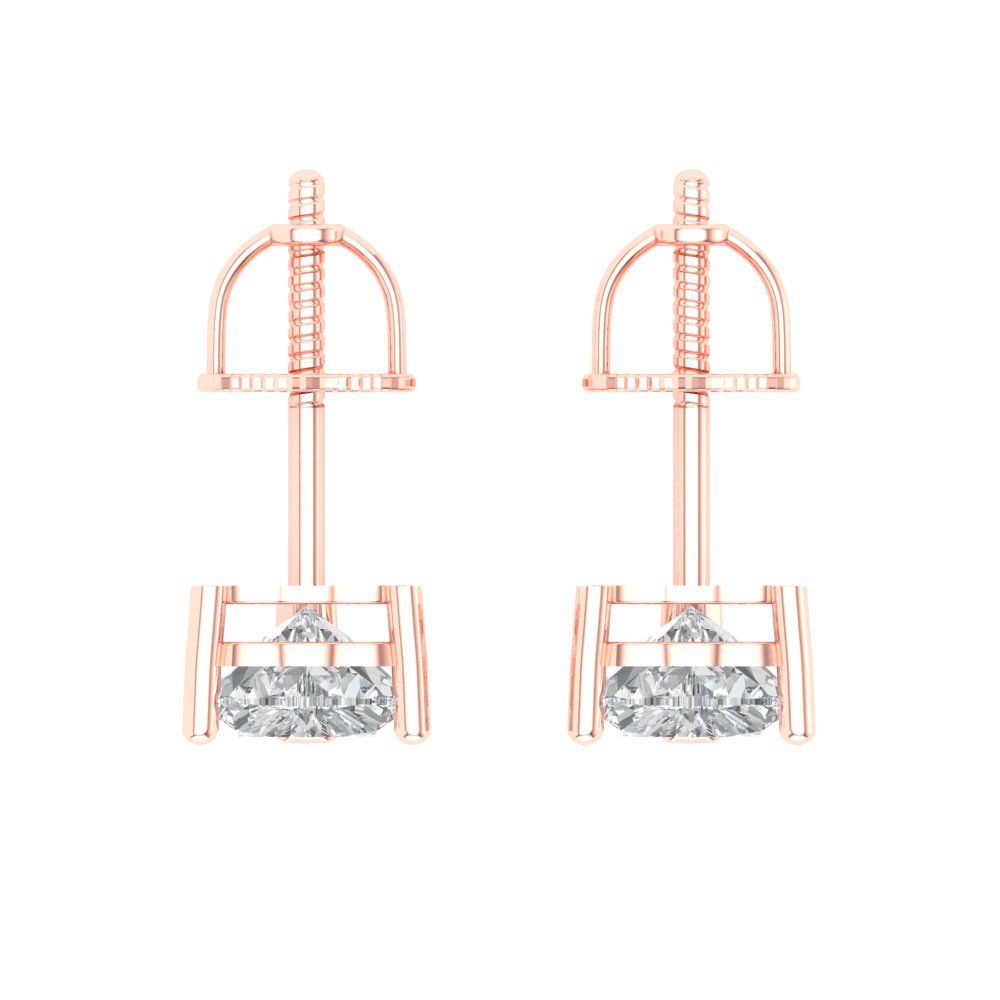 1 ctw Moissanite Studs Earrings | 5mm Heart Cut White Gold Screw back | April Birthstone
