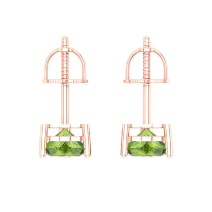 1 ctw Peridot Studs Earrings | 5mm Heart Cut White Gold Screw back | August Birthstone