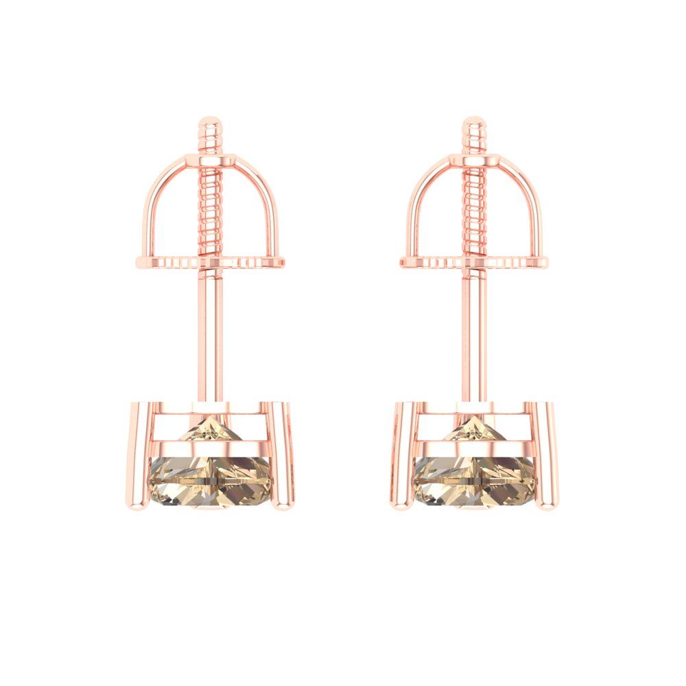 1 ctw Yellow Moissanite Studs Earrings | 5mm Heart Cut White Gold Screw back | April Birthstone