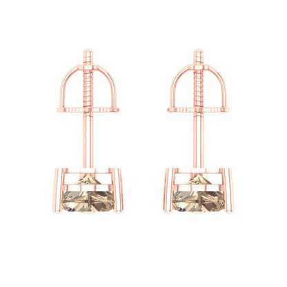 1 ctw Yellow Moissanite Studs Earrings | 5mm Heart Cut White Gold Screw back | April Birthstone