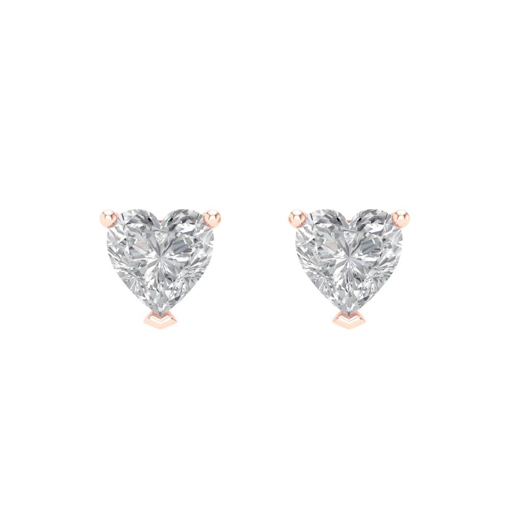 1.5 ctw Moissanite Studs Earrings | 6.0mm Heart Cut White Gold Screw back | April Birthstone