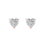 1.5 ct Brilliant Heart Cut Solitaire Studs Natural Diamond Stone Clarity SI1-2 Color G-H Rose Gold Earrings Screw back