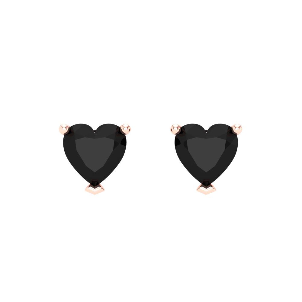1.5 ctw Onyx Studs Earrings | 6.0mm Heart Cut White Gold Screw back | July Birthstone