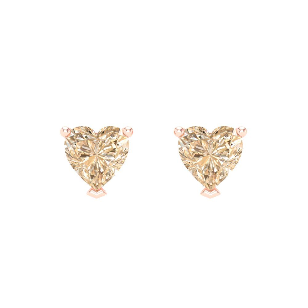 1.5 ctw Morganite Studs Earrings | 6.0mm Heart Cut White Gold Screw back | February Birthstone