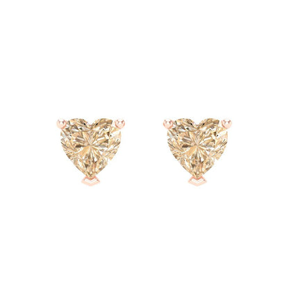 1.5 ctw Morganite Studs Earrings | 6.0mm Heart Cut White Gold Screw back | February Birthstone