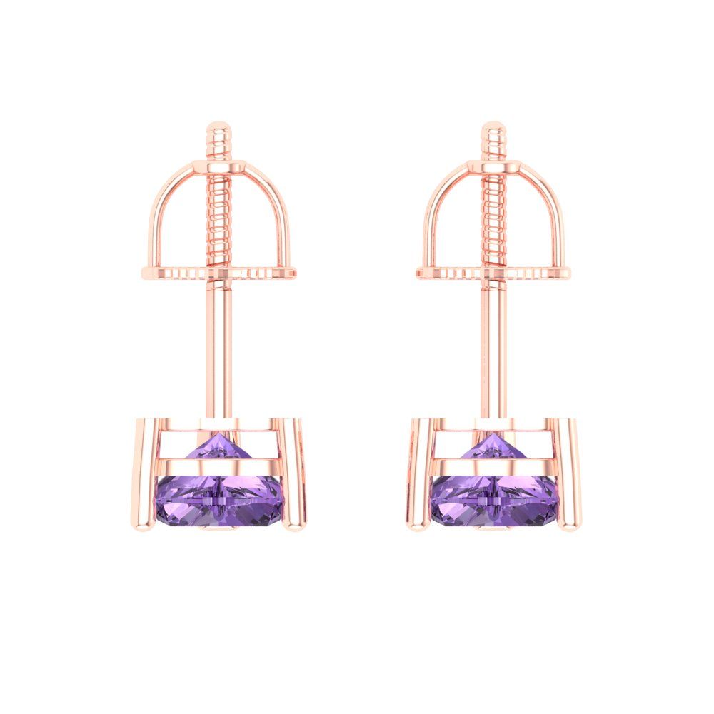 1.5cttw Alexandrite Gold-Plated 925 Silver Screw Back Stud Earrings