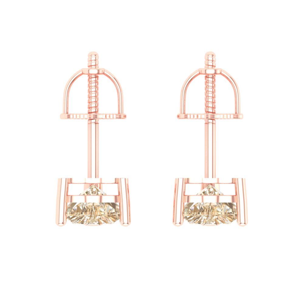 1.5 ctw Morganite Studs Earrings | 6.0mm Heart Cut White Gold Screw back | February Birthstone