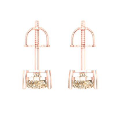 1.5 ctw Morganite Studs Earrings | 6.0mm Heart Cut White Gold Screw back | February Birthstone